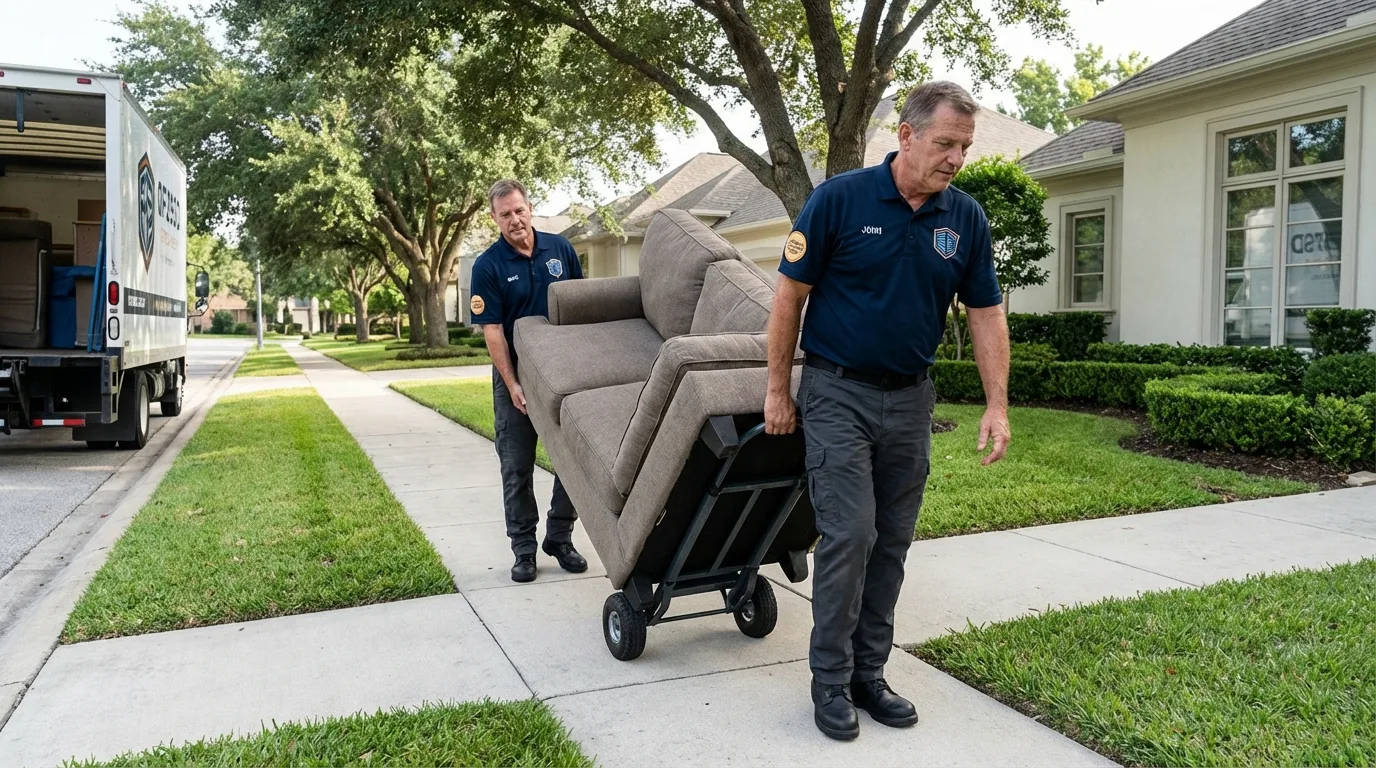 Local residential moving crew loading furniture in Waukesha, WI